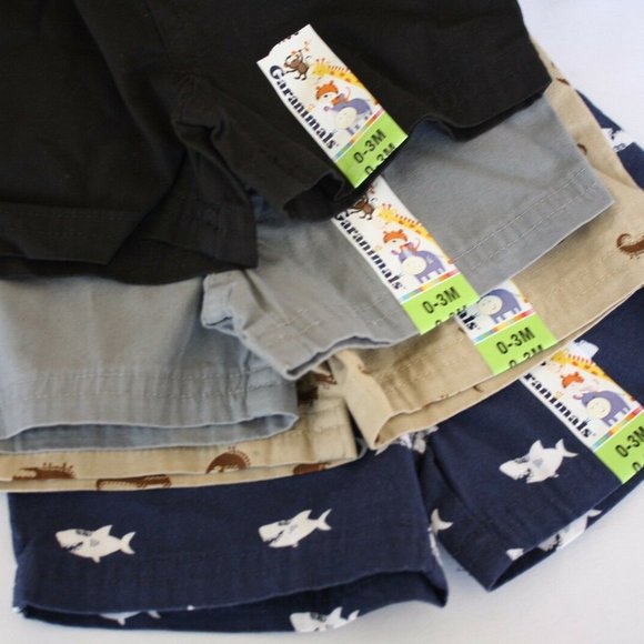 4 Pairs Shorts 0-3 Months NWT Newborn Sharks Dino - Picture 4 of 4